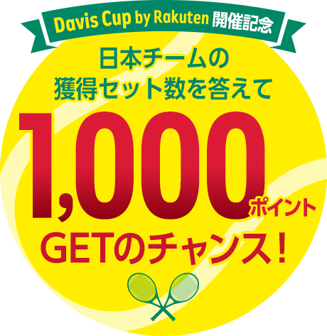 Davis Cup開催記念キャンペーン 日本選手団の獲得セット数を答えて1,000ポイントGETのチャンス！
