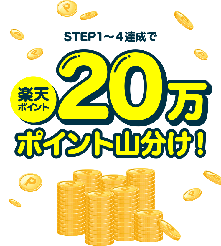 STEP1〜4達成で楽天ポイント20万ポイント山分け！
